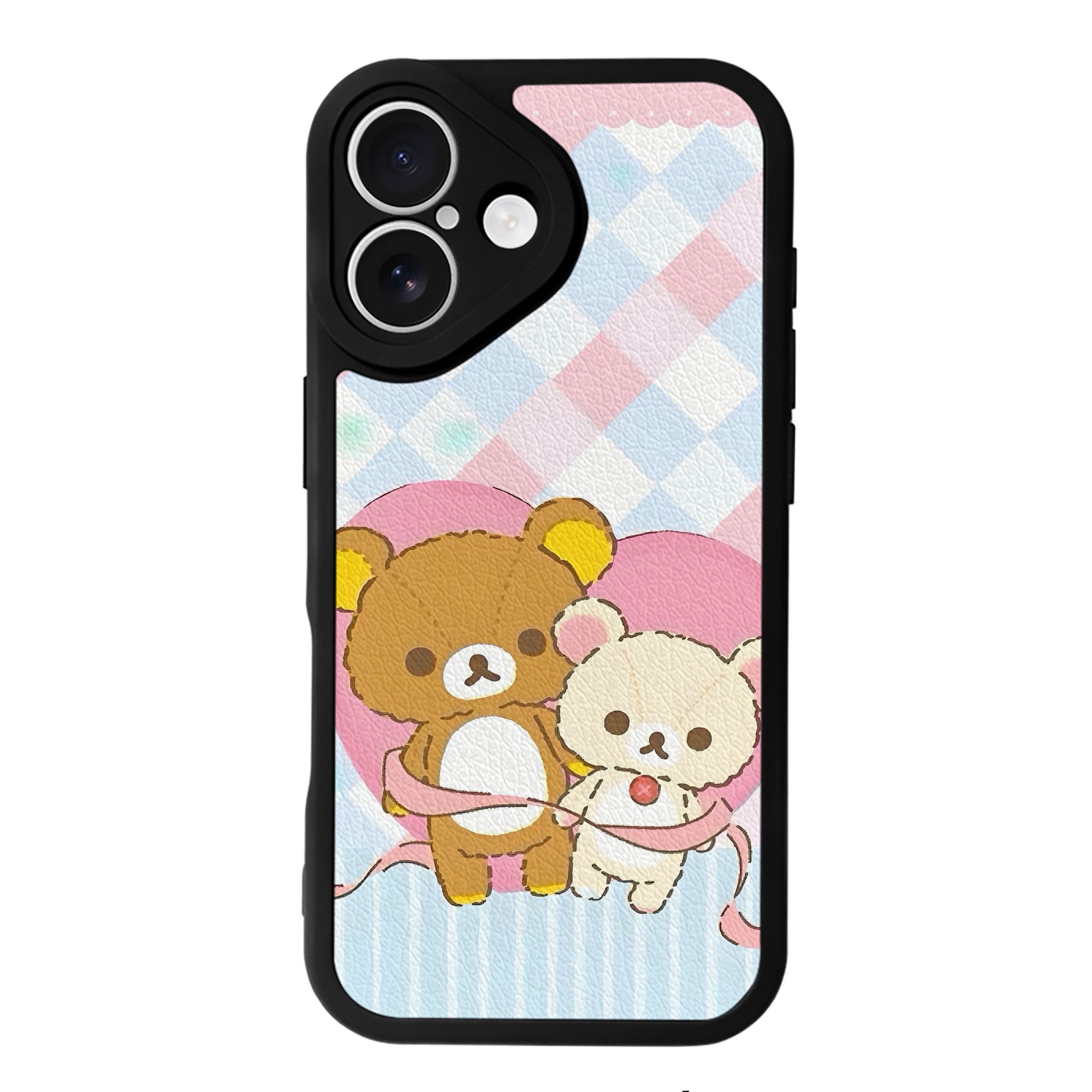 （画像用） リラックマ リラックマ キイロイトリ Rilakkuma Korilakkuma Kiiroitori 【iPhone 16シリーズ対応】シリコンスマホケース（レザー調） 材質：シリコン